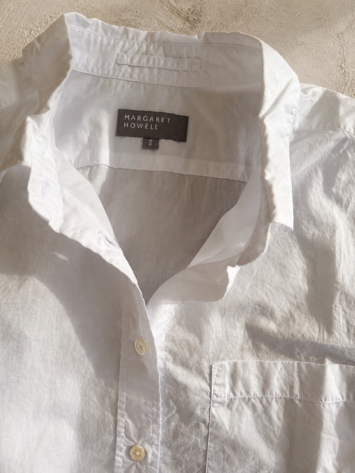 MHL classic white cotton shirt photographed for Wabivibe