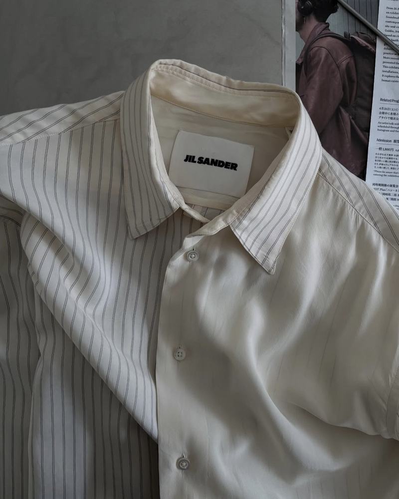 MHL classic white cotton shirt photographed for Wabivibe